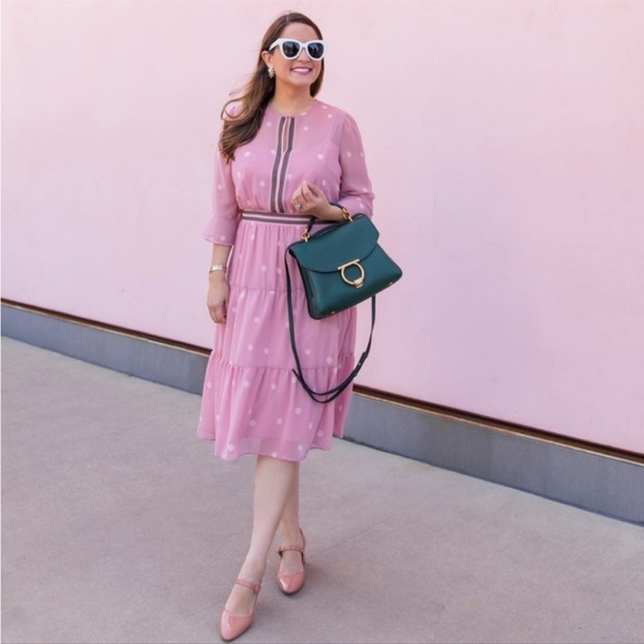 Gal Meets Glam Collection Finley pink & olive green polka dot ruffle dress - Picture 8 of 15